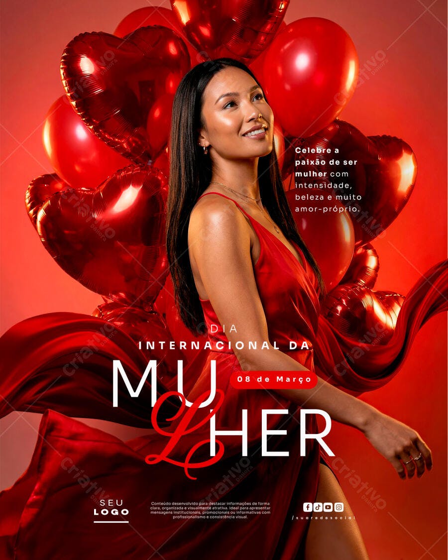 Post Instagram Dia Internacional da Mulher 8 de Março PSD Editável