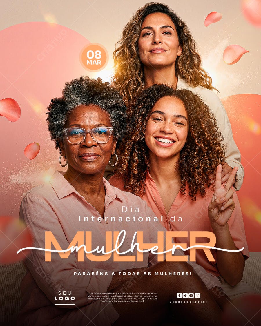 Post Instagram Dia Internacional da Mulher 8 de Março PSD Editável
