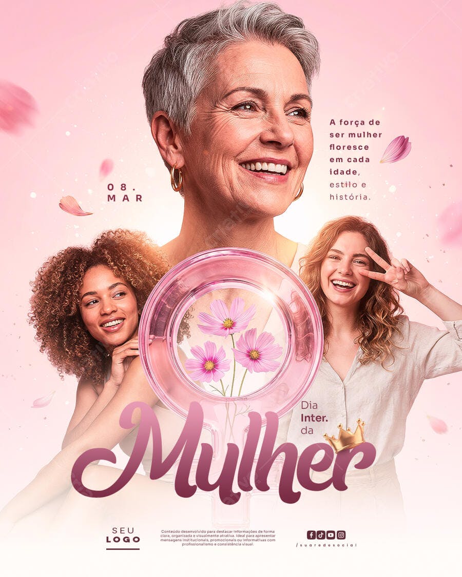 Post Instagram Dia da Mulher 8 de Março PSD Editável