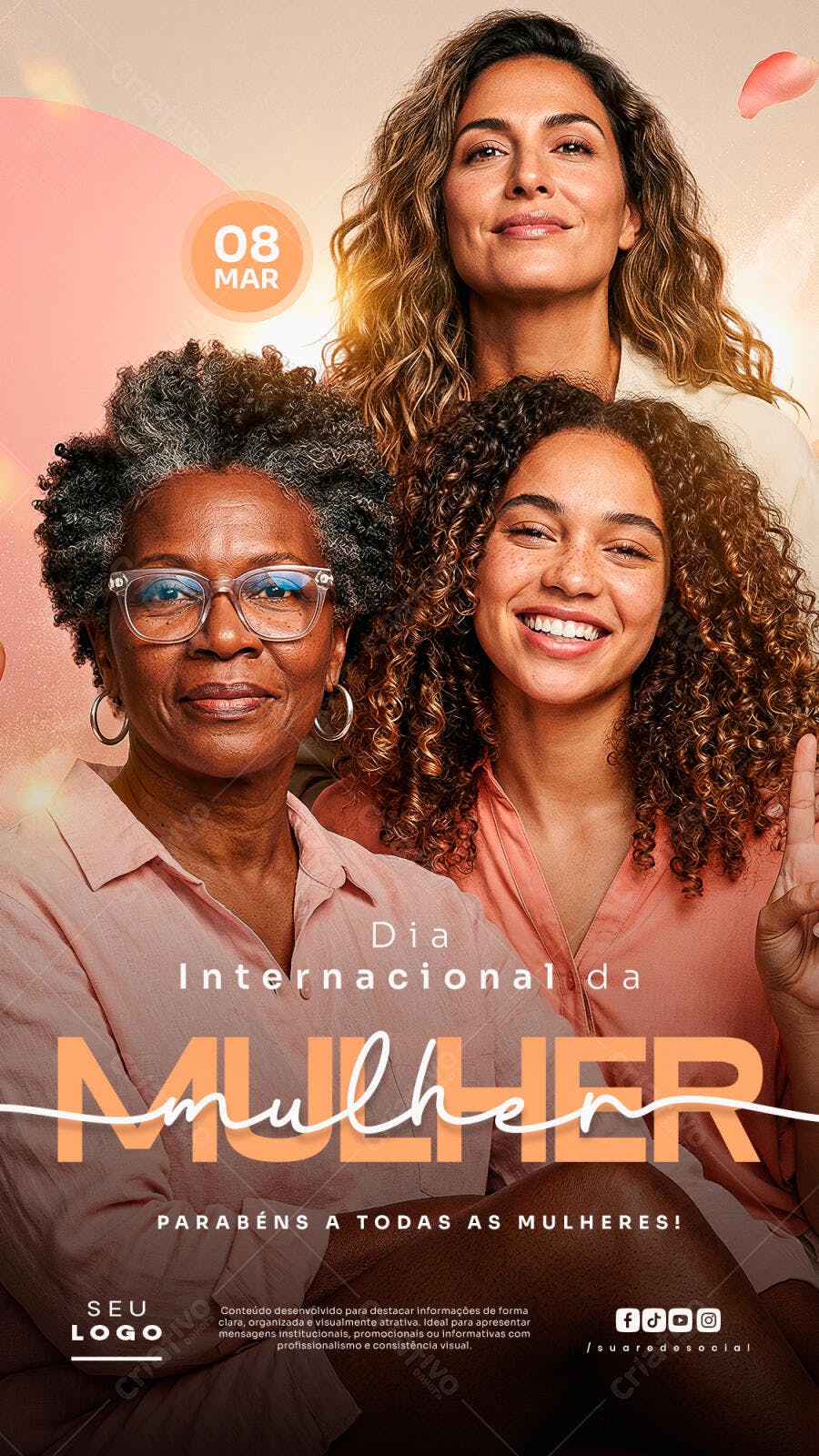 Story Instagram Dia Internacional da Mulher 8 de Março PSD Editável