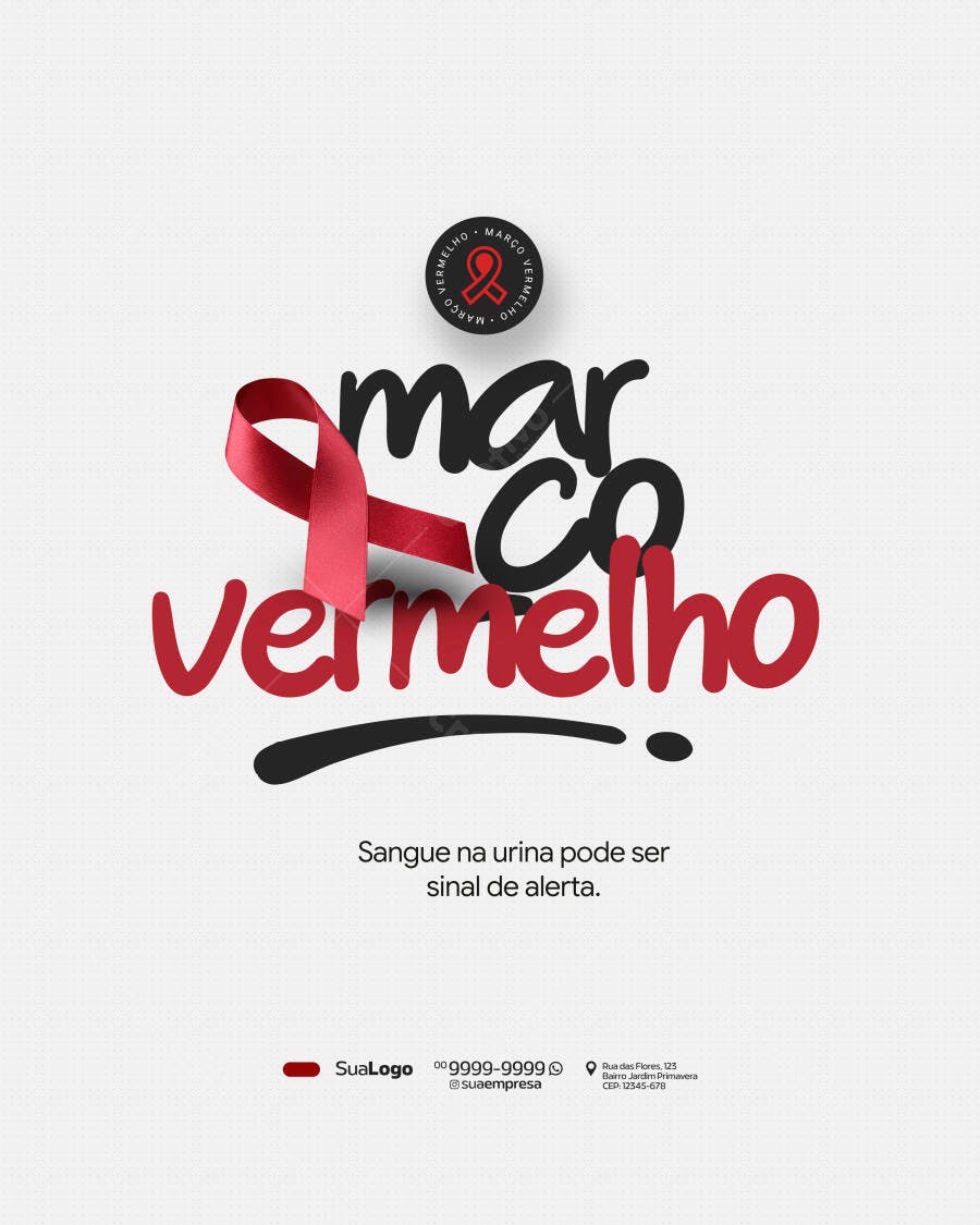Post Março Vermelho Conscientização Saúde PSD Editável