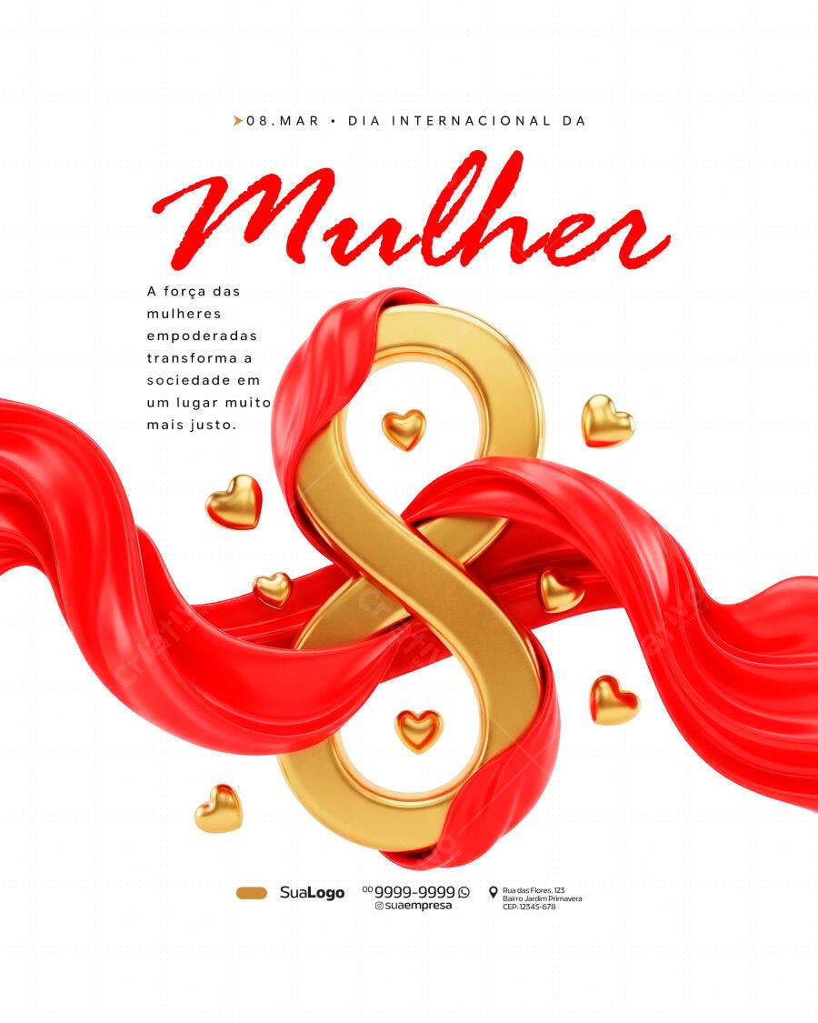 Post Dia Internacional da Mulher 8 de Março PSD Editável