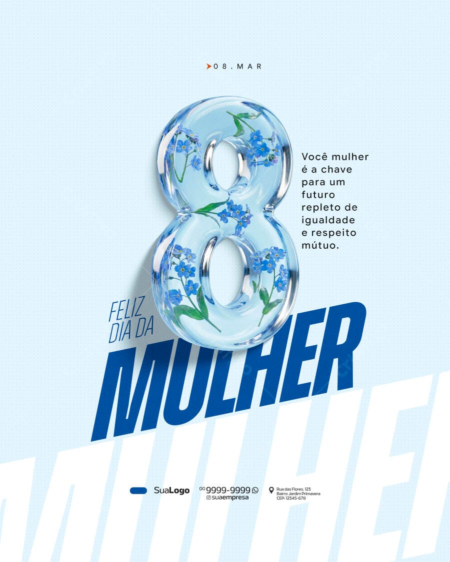 Post Dia Internacional da Mulher 8 de Março PSD Editável