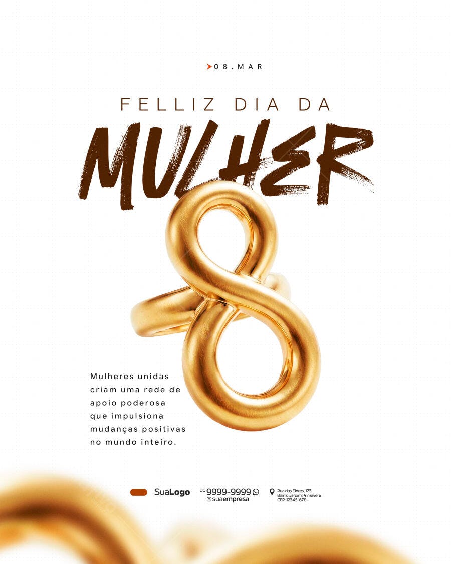 Post Instagram Dia da Mulher 8 de Março PSD Editável