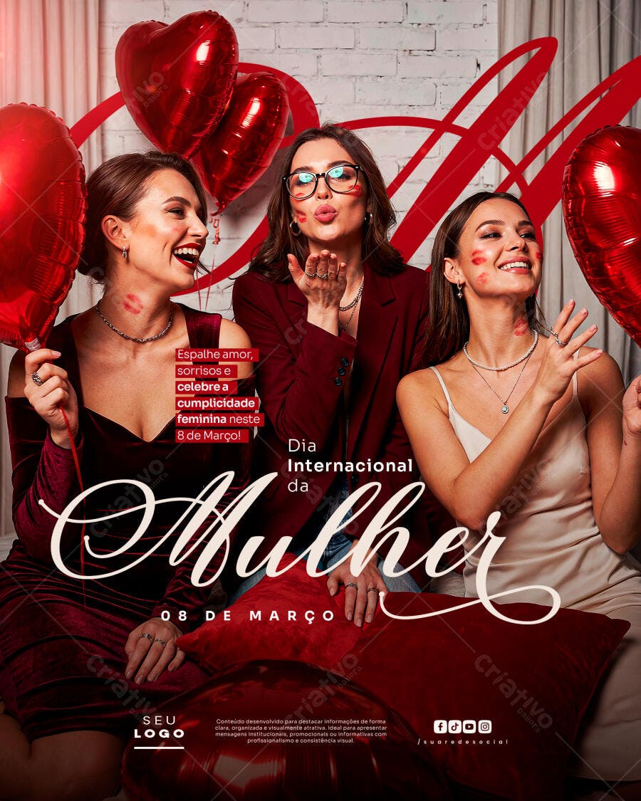 Post Instagram Dia Internacional da Mulher 8 de Março PSD Editável