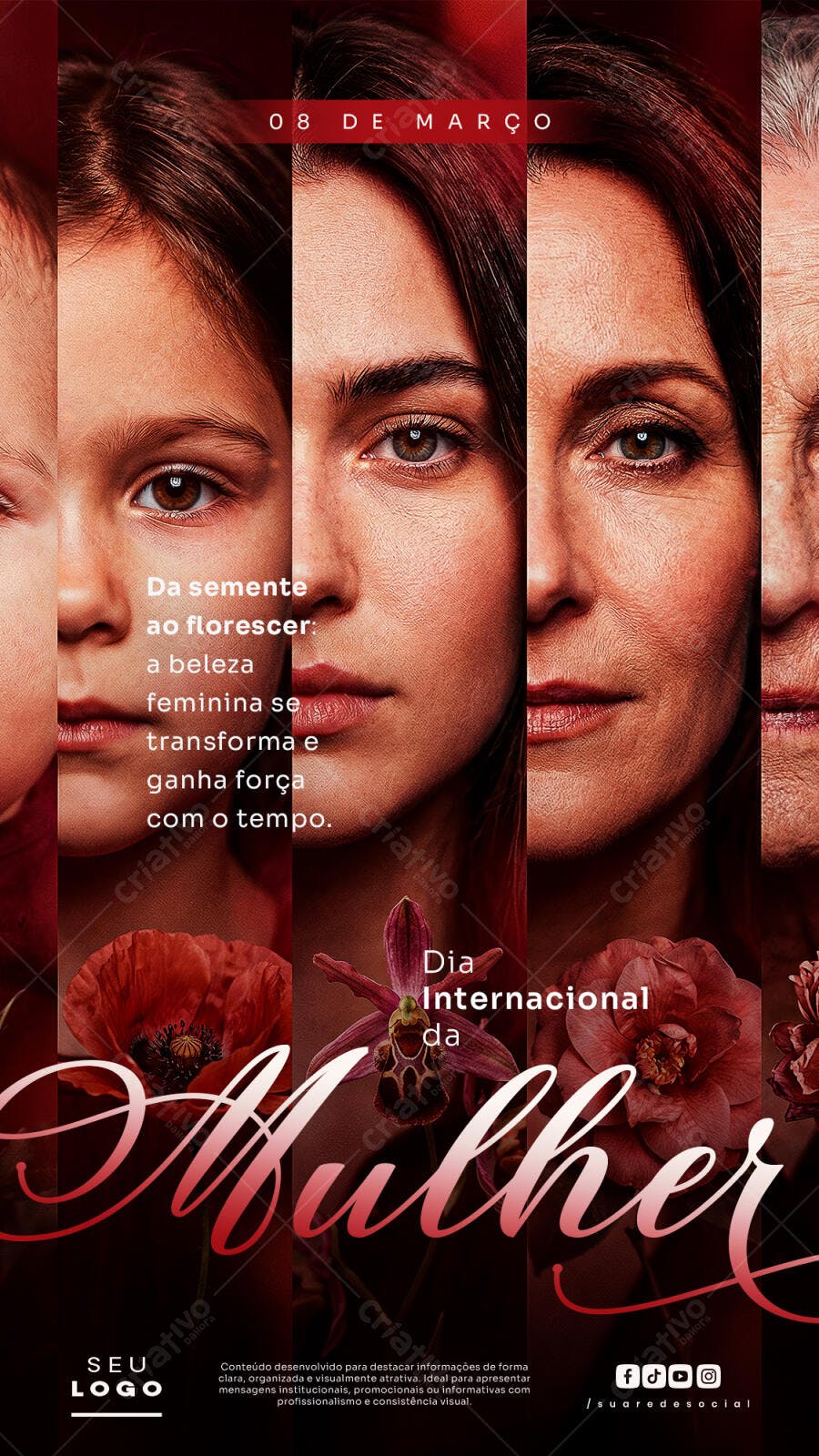 Post Instagram Dia Internacional da Mulher 8 de Março PSD Editável
