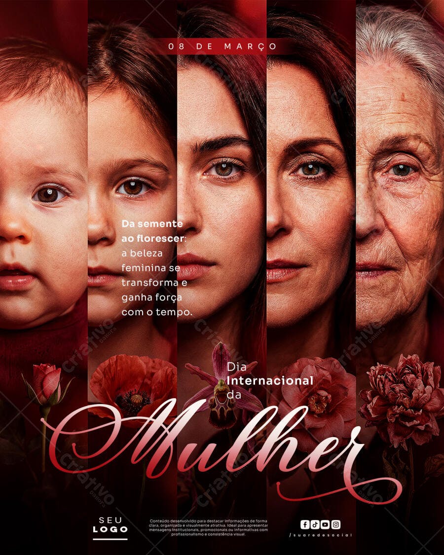 Post Instagram Dia Internacional da Mulher 8 de Março PSD Editável