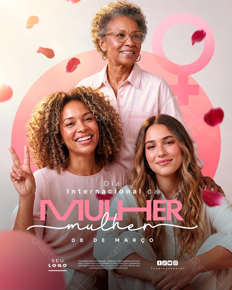 Post Instagram Dia Internacional da Mulher 8 de Março PSD Editável