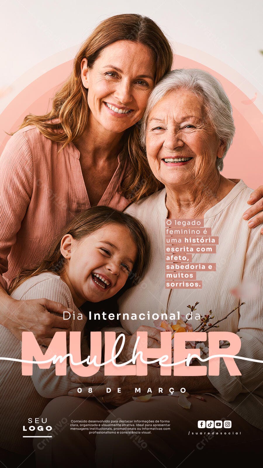 Post Instagram Dia Internacional da Mulher 8 de Março PSD Editável