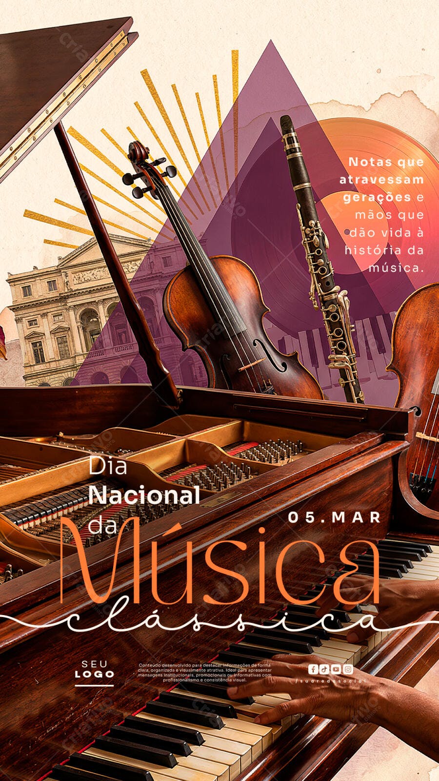 Post Dia Nacional da Música Clássica 5 de Março PSD Editável