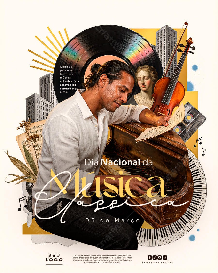Post Dia Nacional da Música Clássica 05 de Março PSD Editável