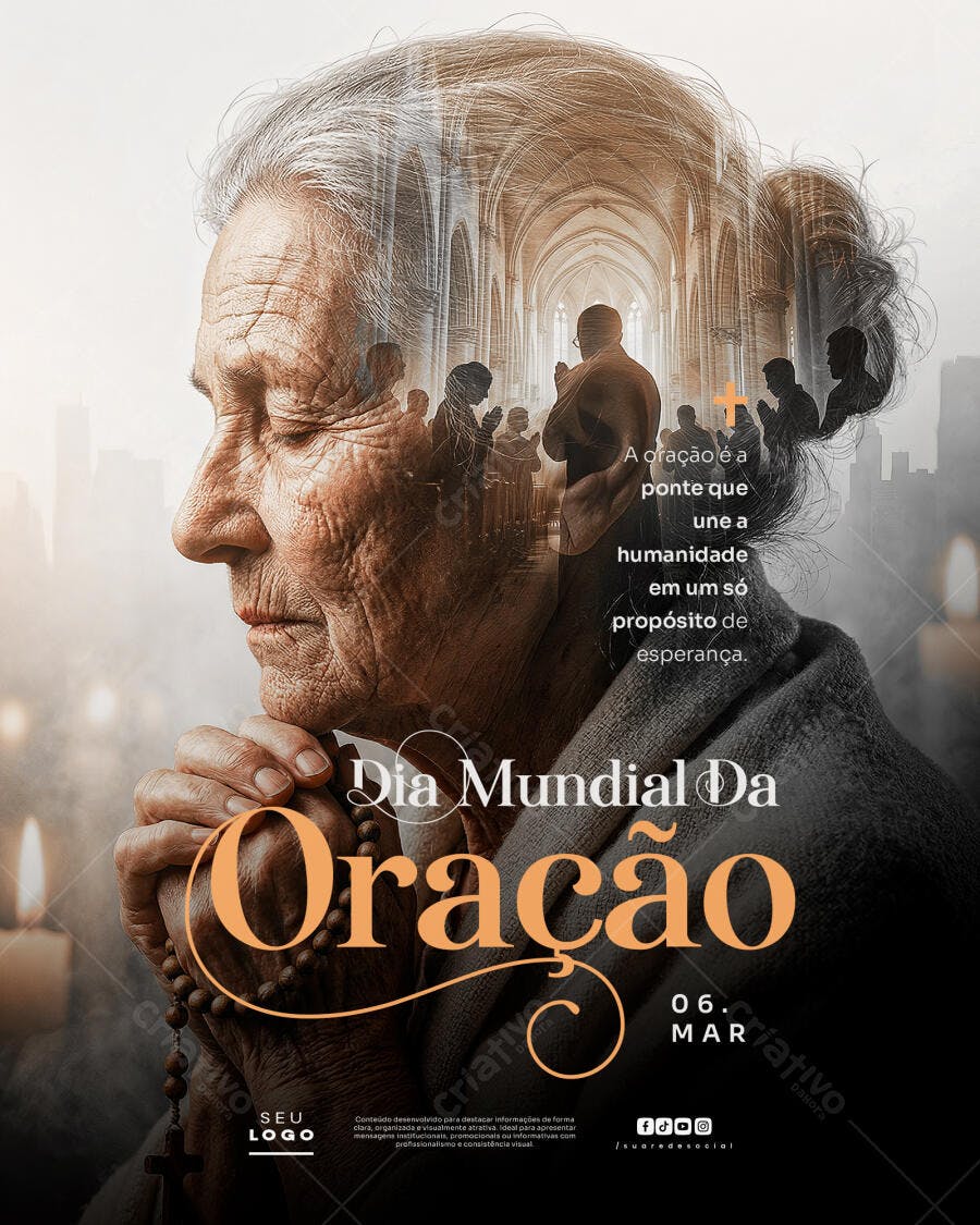 Post Dia Mundial da Oração 06 Março PSD Editável