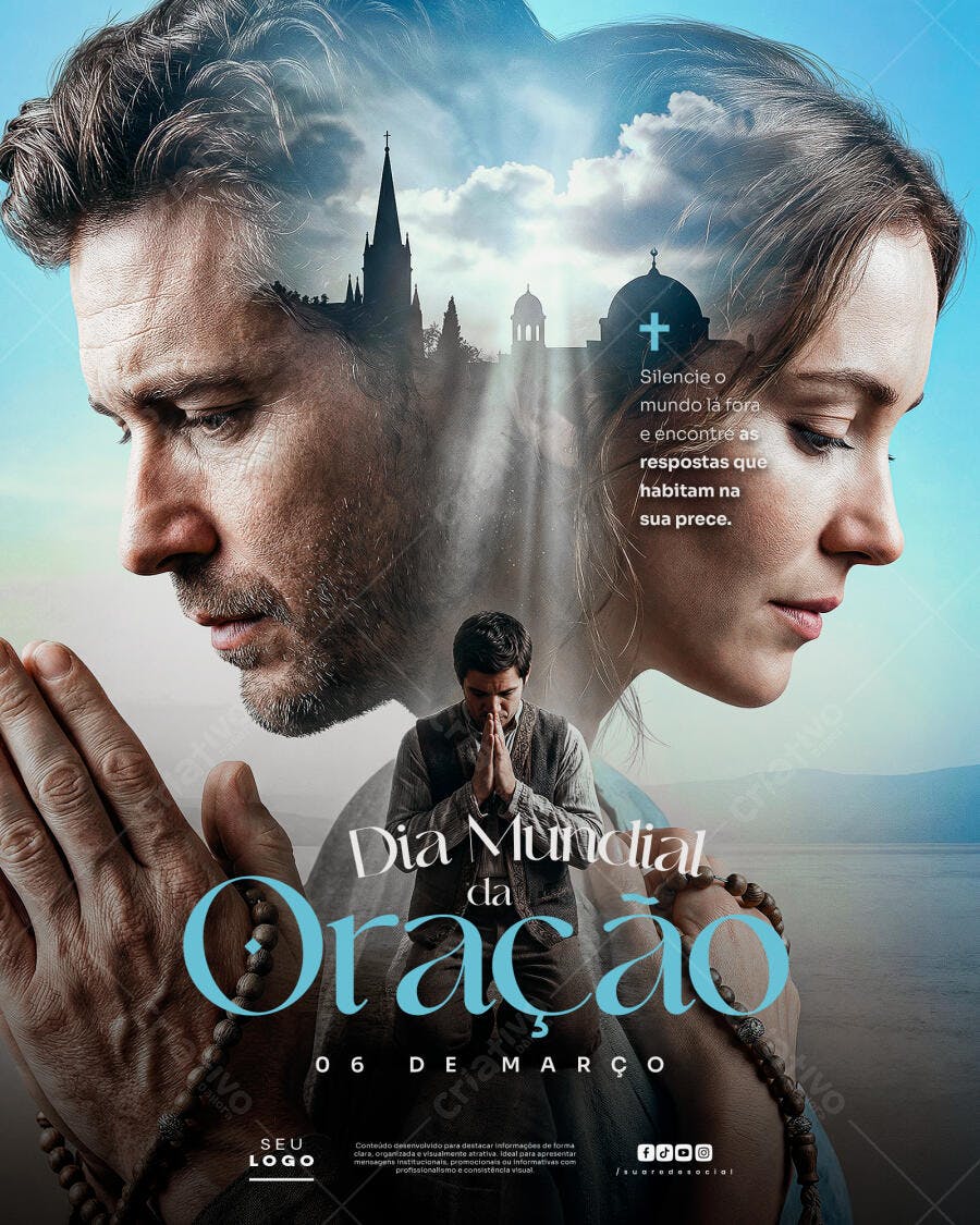 Post Dia Mundial da Oração 6 de Março PSD Editável