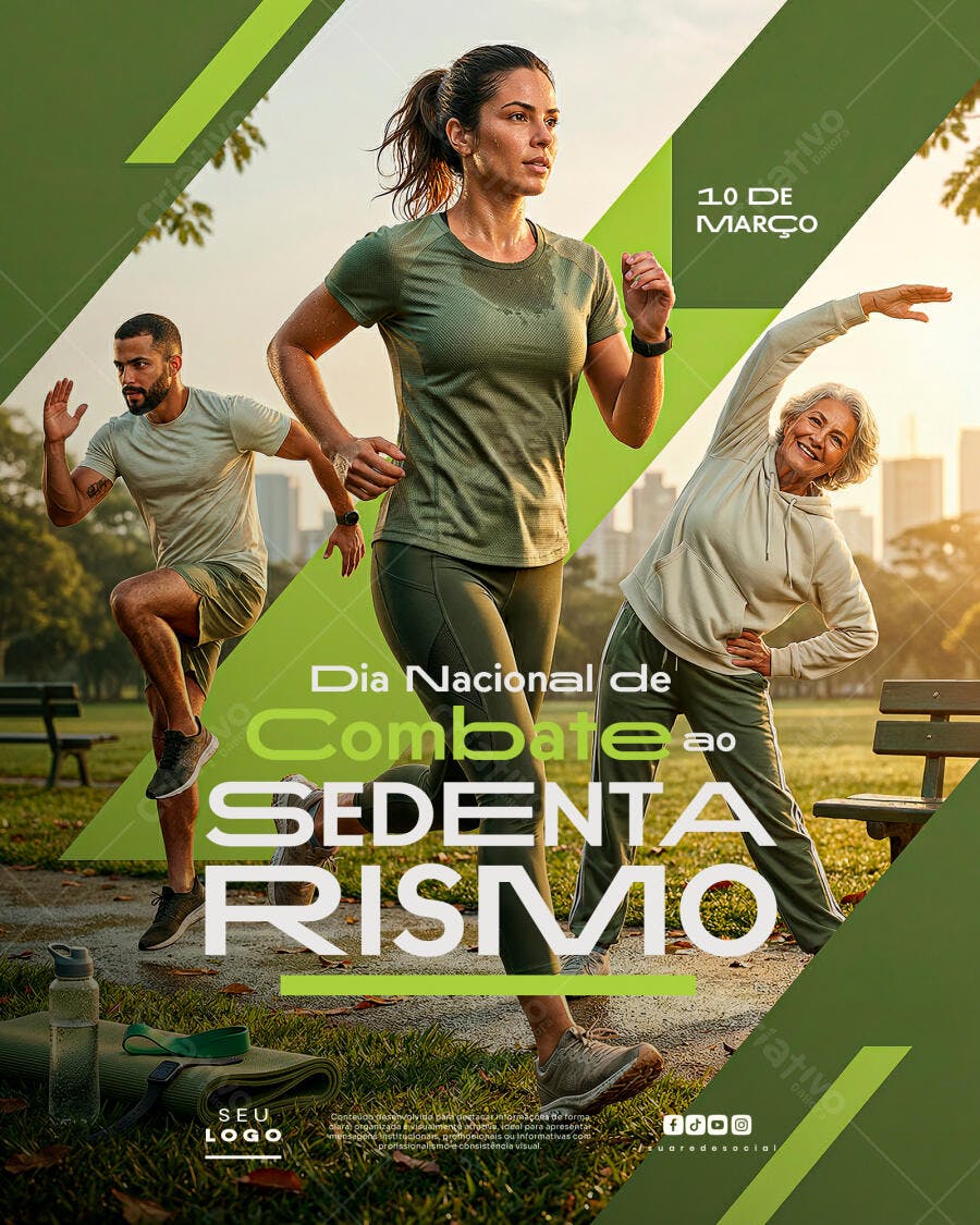 Post Instagram Combate Sedentarismo Academia PSD Editável