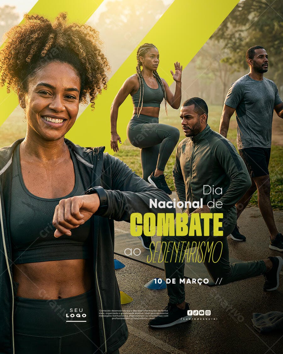 Post Instagram Dia Combate Sedentarismo Março PSD Editável