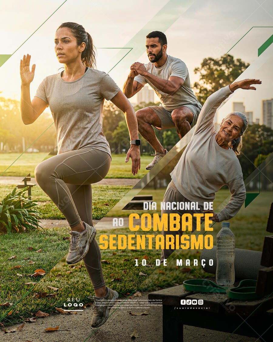Post Instagram Combate Sedentarismo 10 de Março PSD Editável