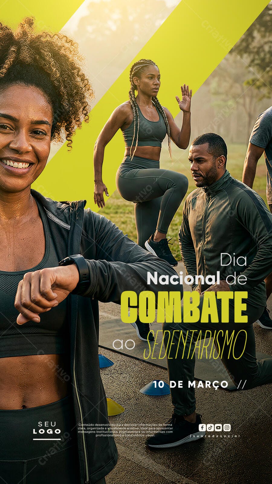 Story Dia Nacional Combate Sedentarismo Academia PSD Editável