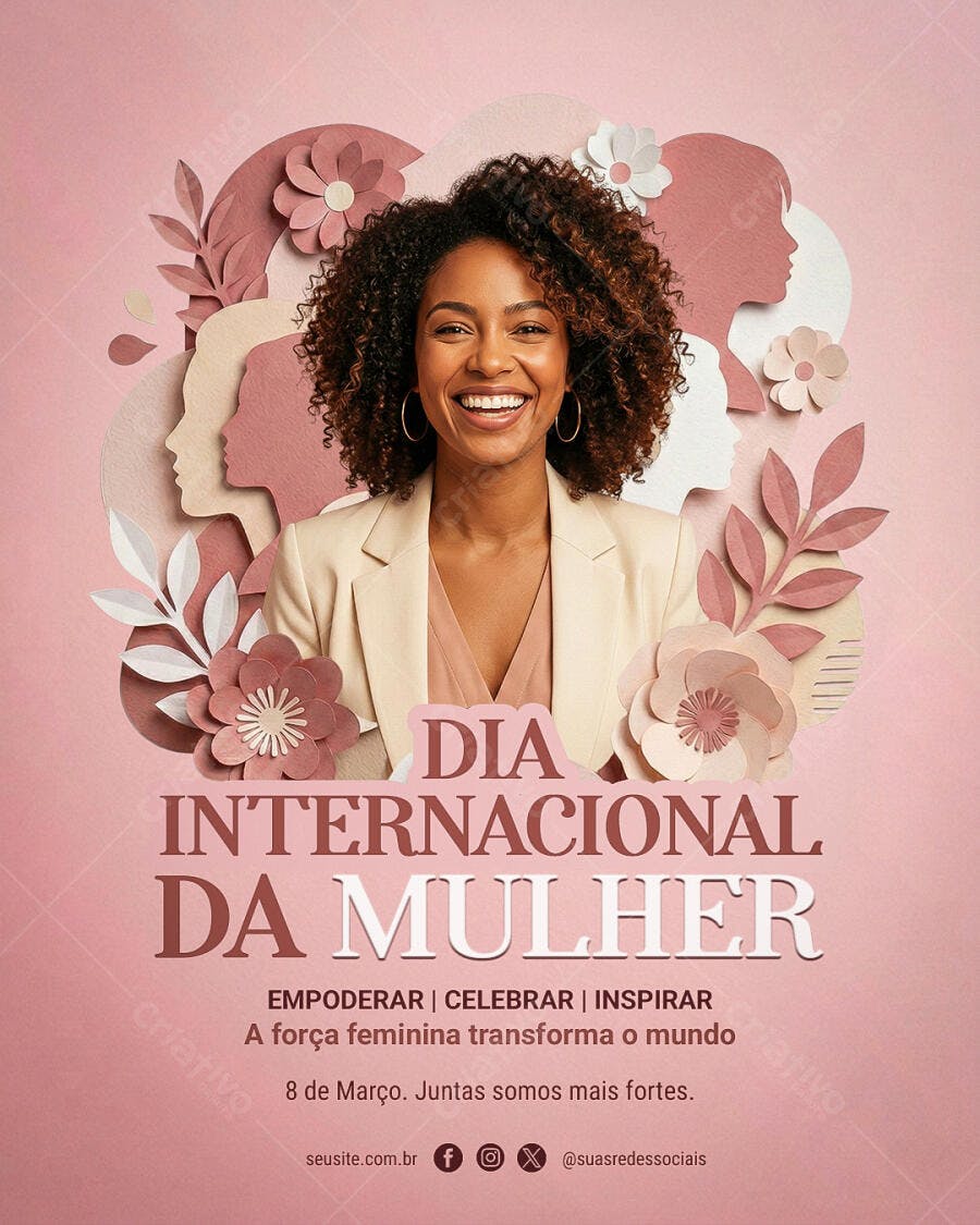 Post Instagram Dia Internacional da Mulher 8 de Março PSD Editável