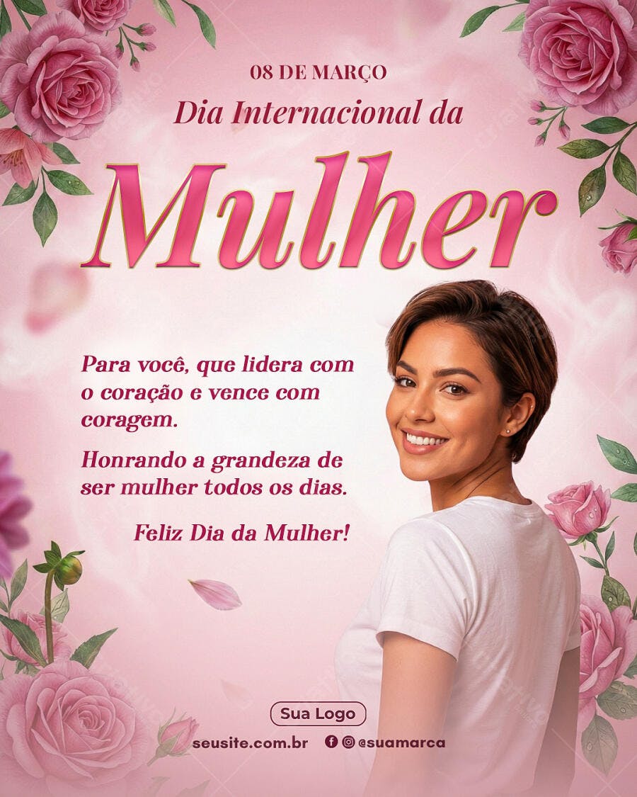 Post Instagram Dia Internacional da Mulher 8 de Março PSD Editável