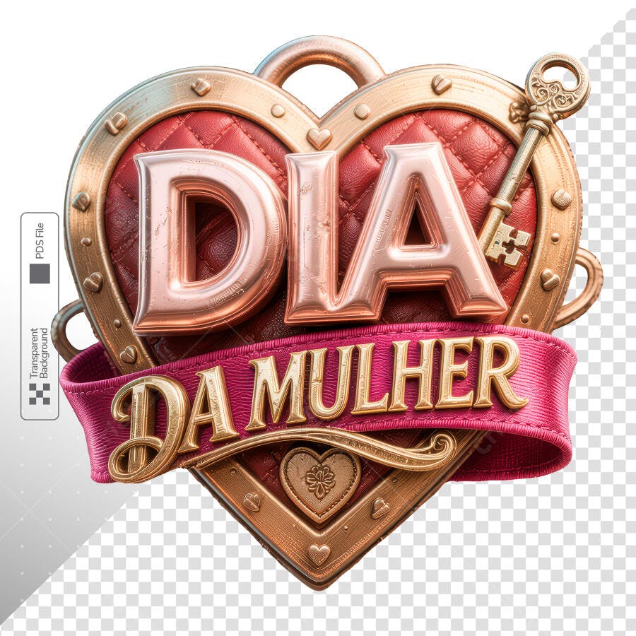 Dia da Mulher 8 de Março Logo 3D PSD Editável