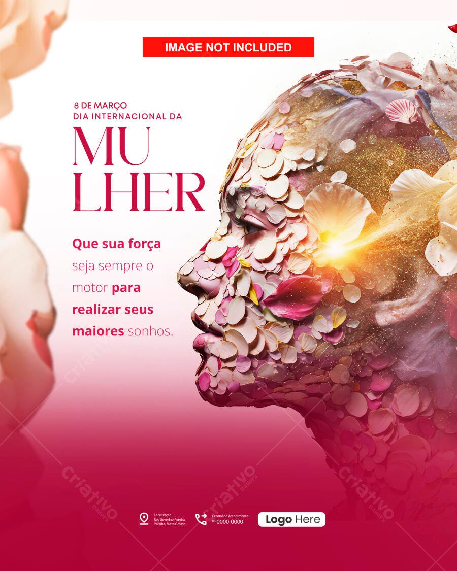 Post Instagram Dia Internacional da Mulher 8 de Março PSD Editável