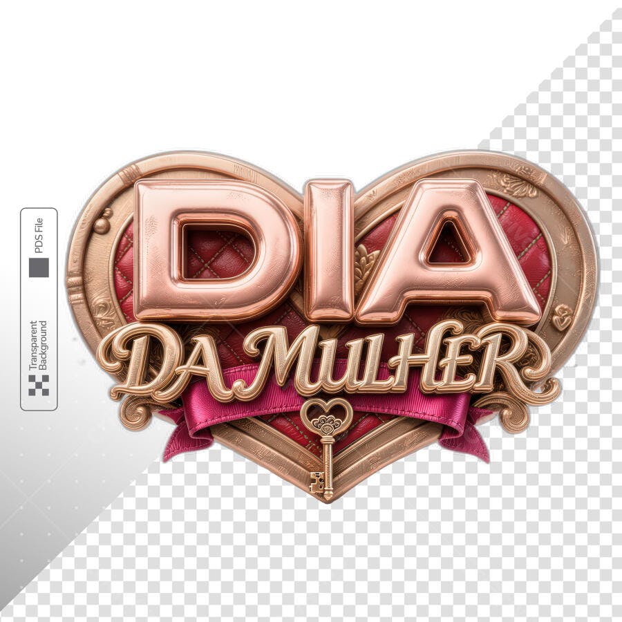 Dia da Mulher 8 de Março Logo 3D PSD Editável