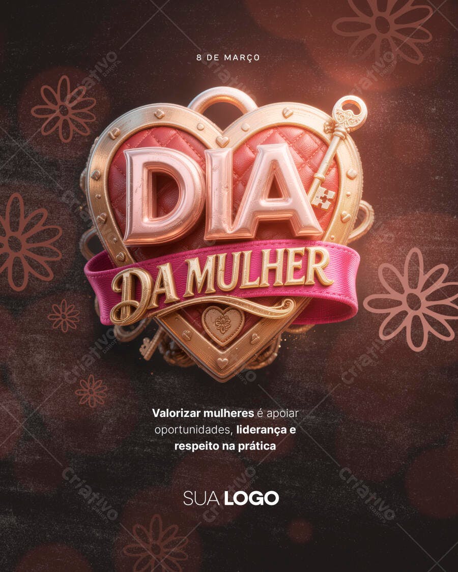 Post Instagram Dia da Mulher 8 de Março PSD Editável