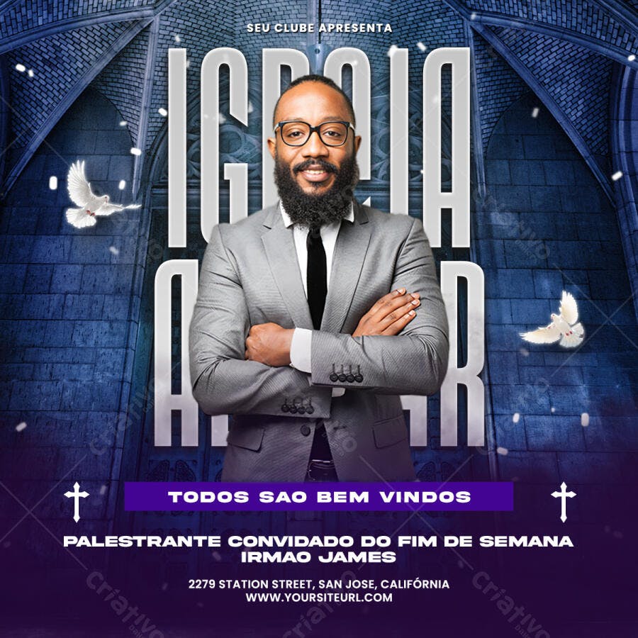 Flyer Igreja Culto Religioso PSD Editável