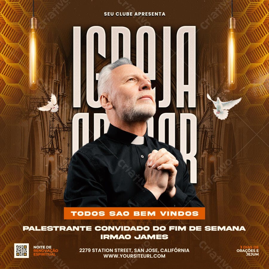 Flyer Igreja Culto Religioso PSD Editável