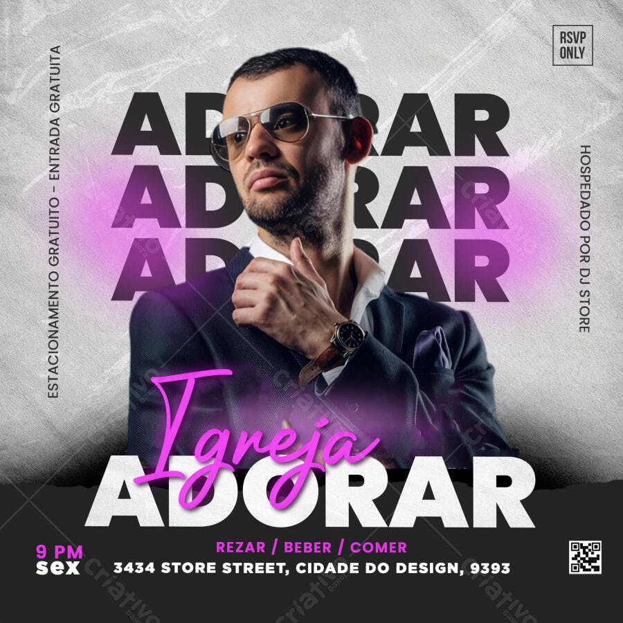 Flyer Evento Igreja Adorar PSD Editável