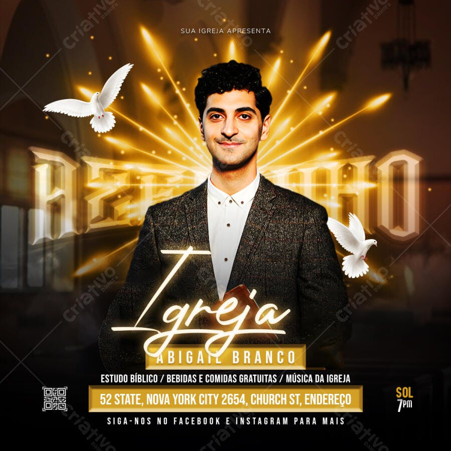 Flyer Igreja Culto Religioso PSD Editável