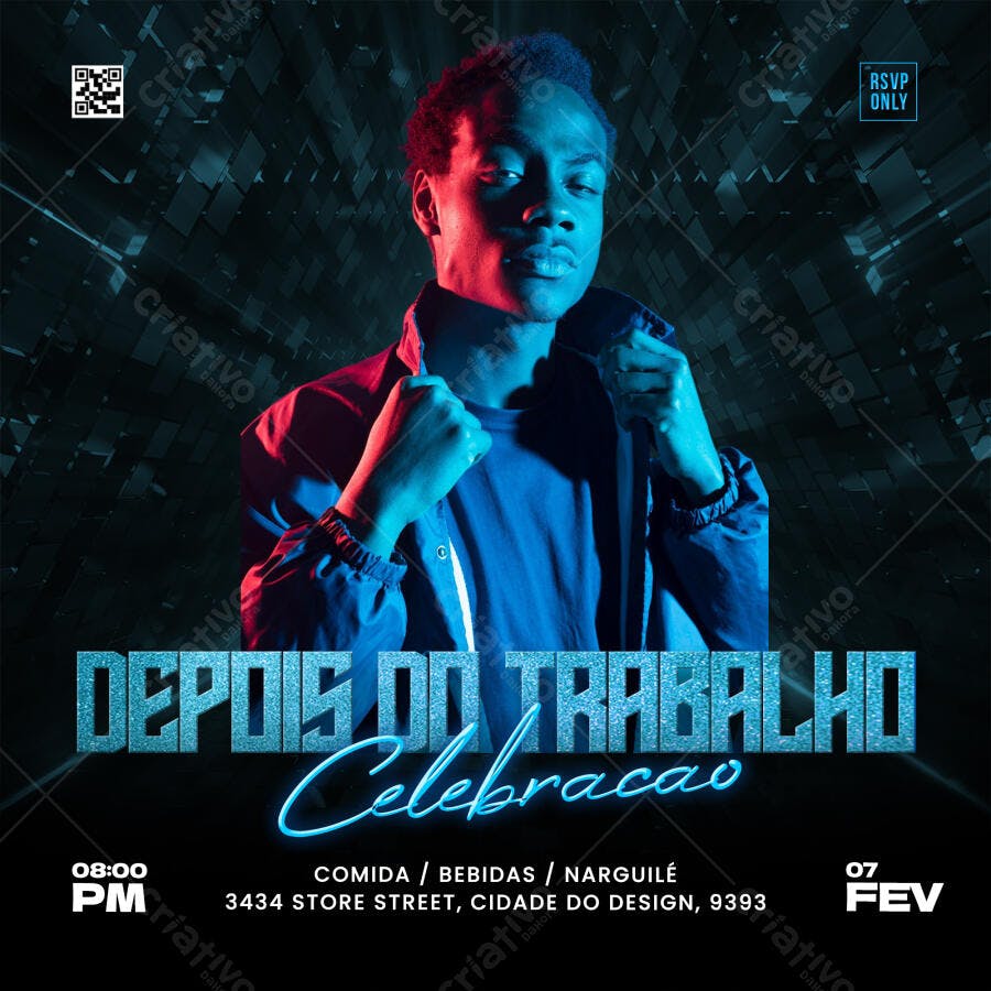 Flyer Festa Depois do Trabalho Celebração PSD Editável