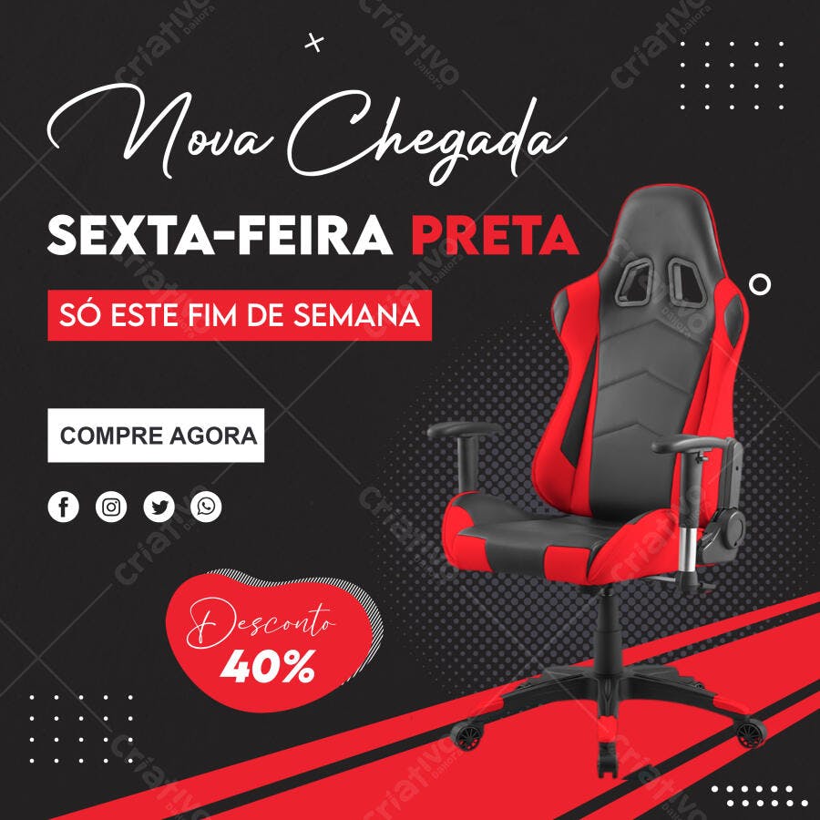 Post Instagram Black Friday Cadeira Gamer PSD Editável