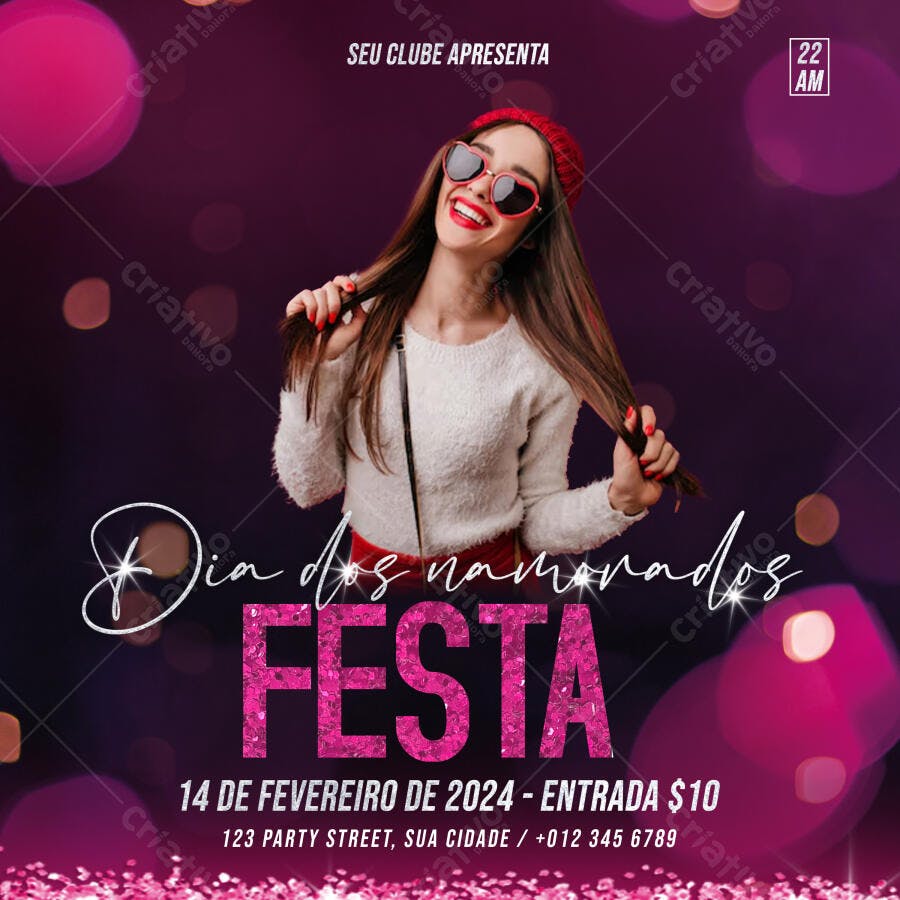 Post Instagram Dia dos Namorados Festa Balada PSD Editável