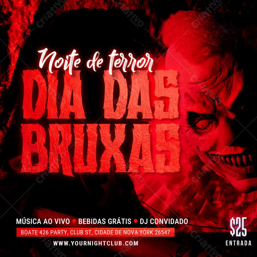 Post Instagram Dia das Bruxas Halloween Boate PSD Editável