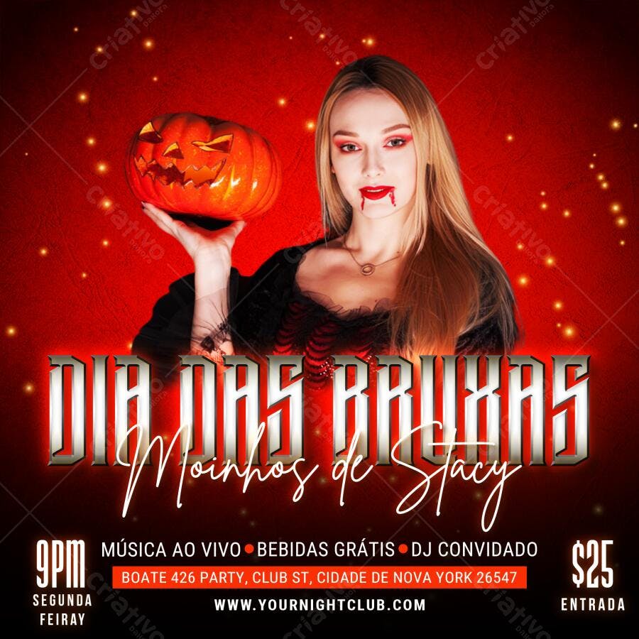 Post Instagram Dia das Bruxas Halloween Festa PSD Editável
