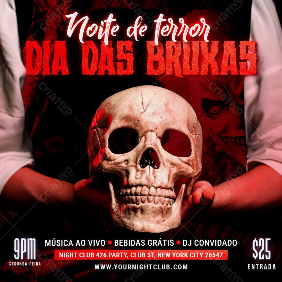 Post Instagram Dia das Bruxas Halloween Festa PSD Editável