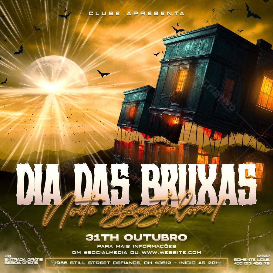 Flyer Dia das Bruxas Halloween Clube Festa PSD Editável