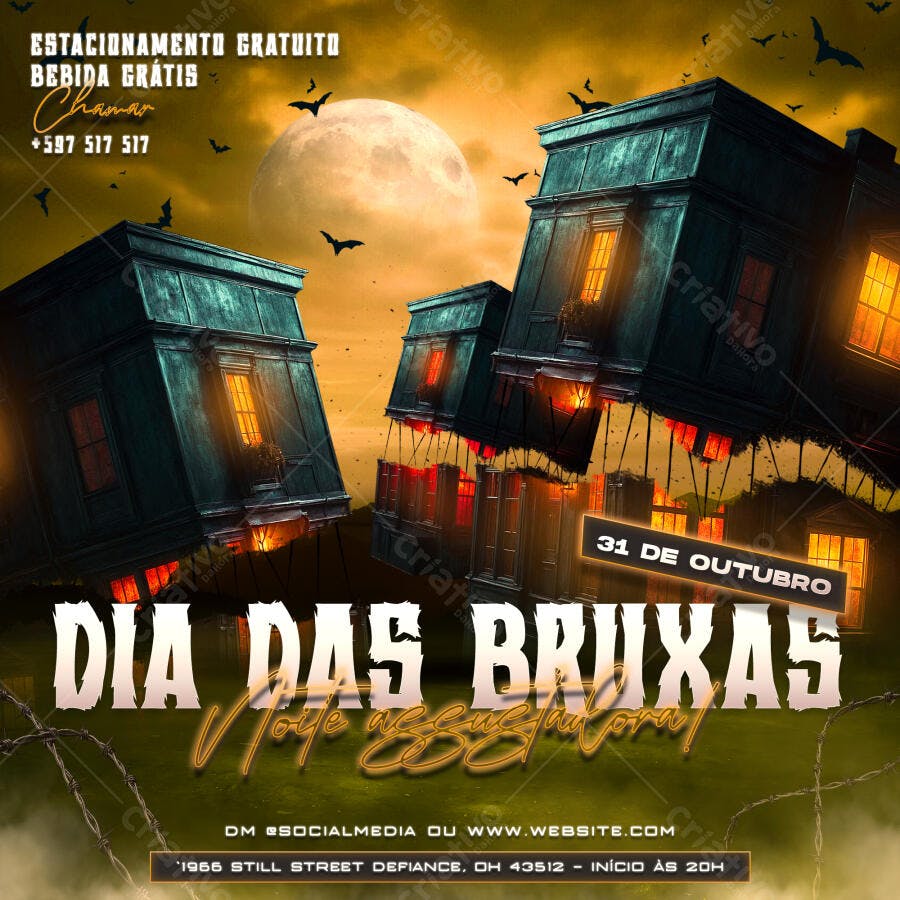 Flyer Dia das Bruxas Halloween Festa PSD Editável