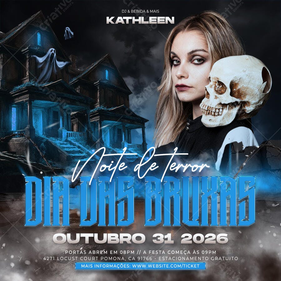 Flyer Dia das Bruxas Halloween Festa Terror PSD Editável