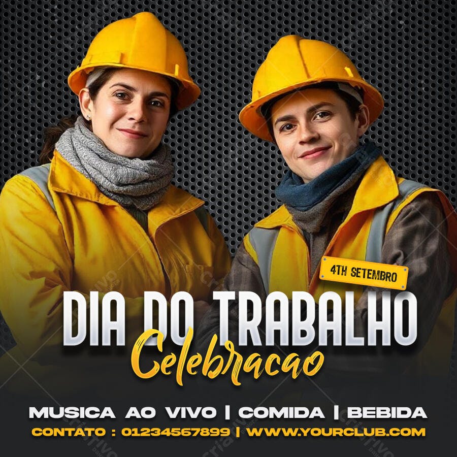 Post Dia do Trabalho 1 de Maio Celebracao PSD Editável