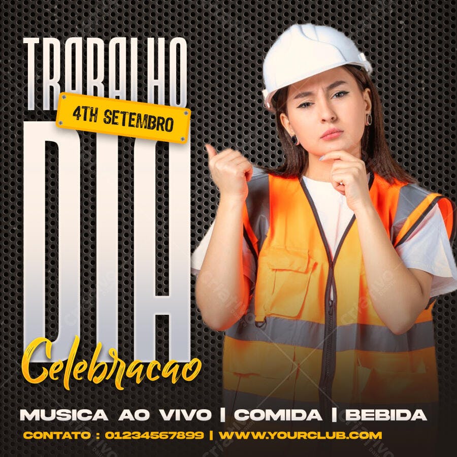 Post Dia do Trabalho 4 de Setembro Celebração PSD Editável