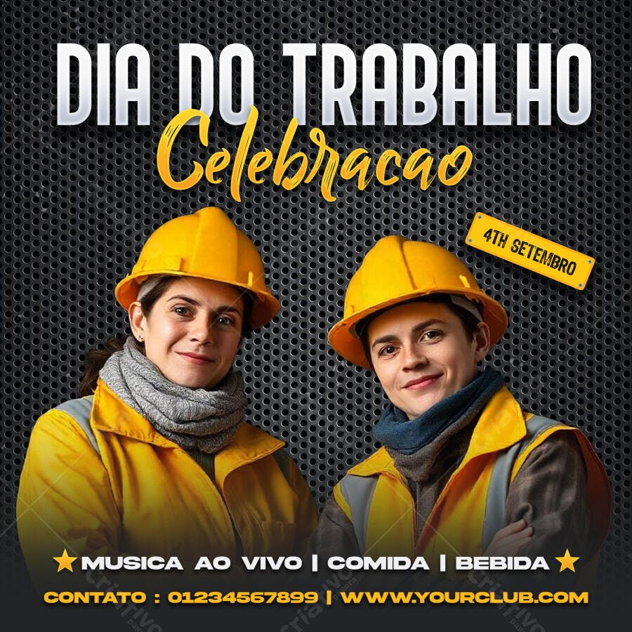 Post Dia do Trabalho Celebração PSD Editável