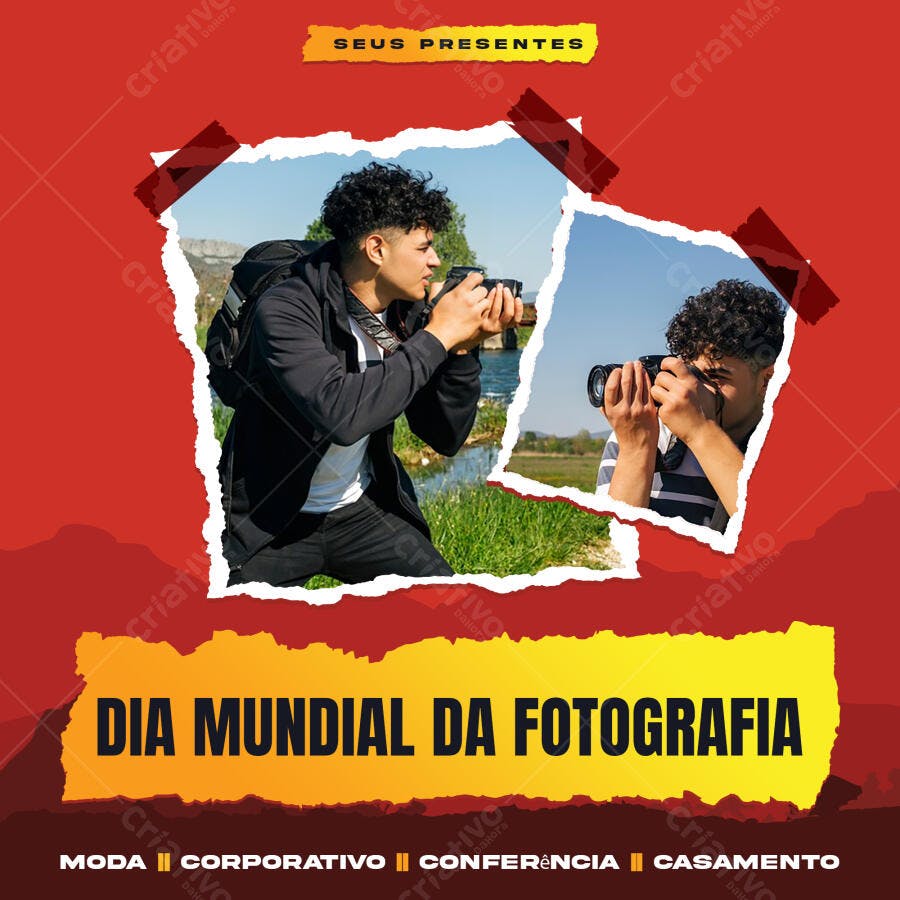 Post Instagram Dia Mundial da Fotografia PSD Editável