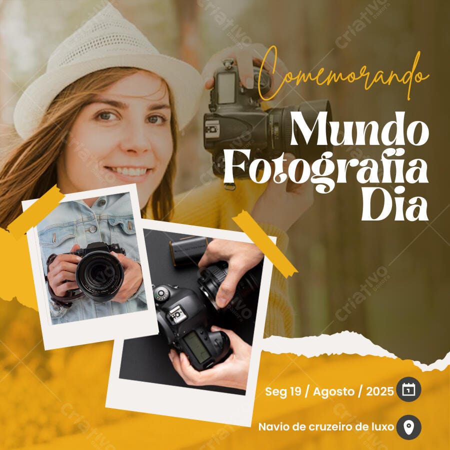 Post Instagram Dia Mundial da Fotografia PSD Editável