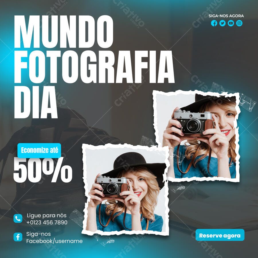 Post Instagram Mundo Fotografia Dia PSD Editável