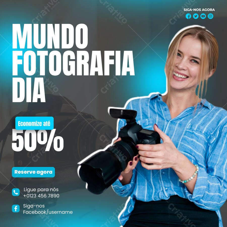 Post Instagram Mundo Fotografia Dia PSD Editável