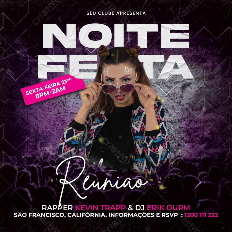 Post Instagram Noite Festa Balada PSD Editável