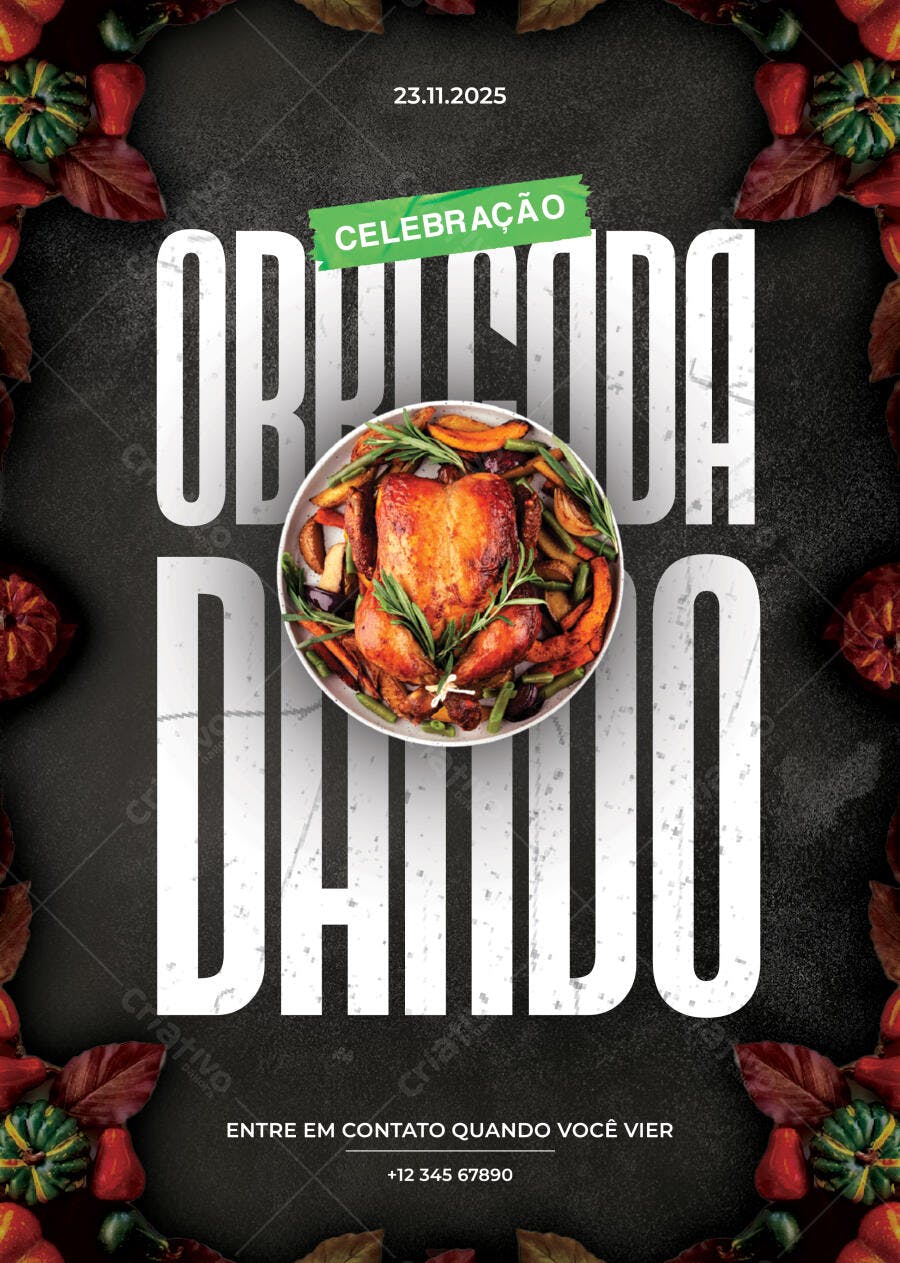 Flyer Ação de Graças Novembro Restaurante PSD Editável