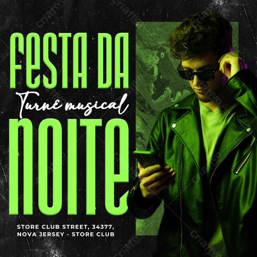 Post Instagram Festa da Noite Balada PSD Editável